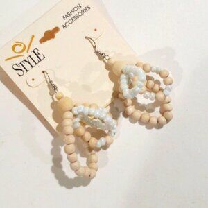 Stylish Colorful Triple Hoops Beaded Drop Earrings - Women's Fashion Jewelry